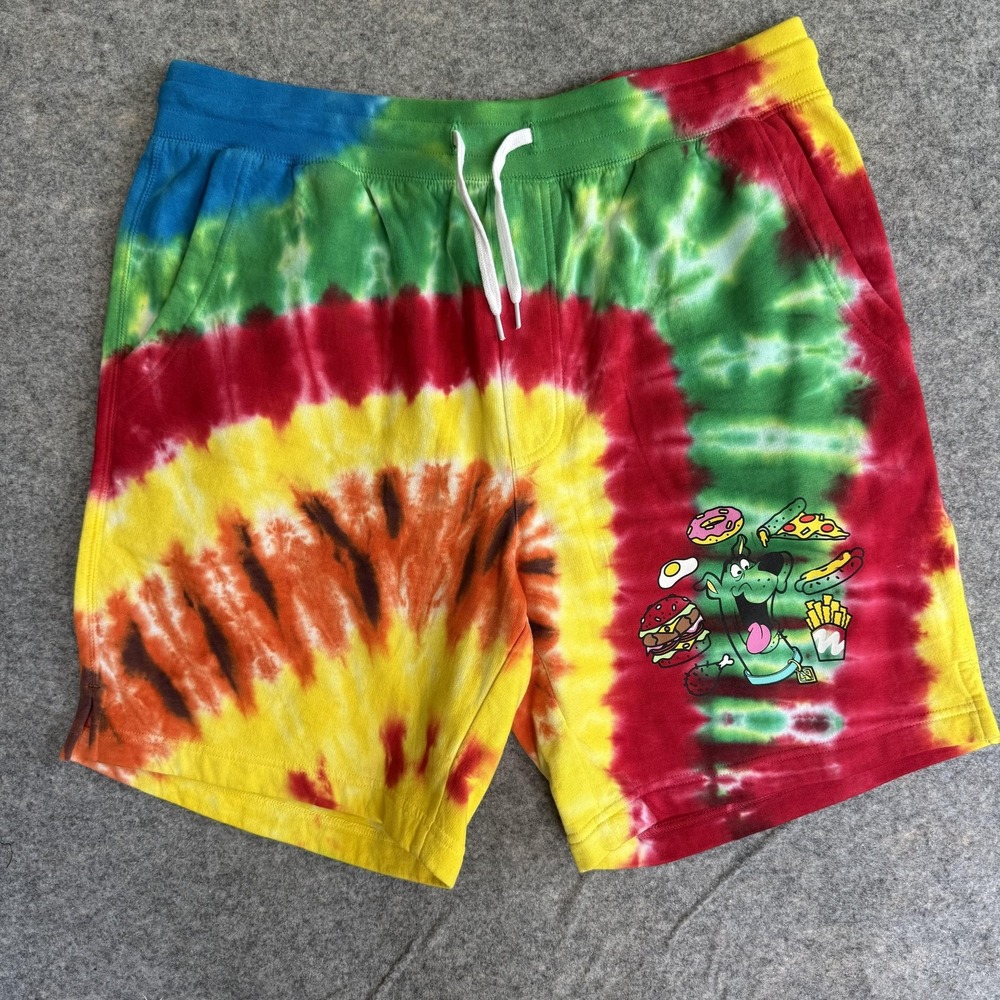 Hot Topic Shorts Mens Medium Multicolor Tie Dye Scooby-Doo 7" Inseam Fleece